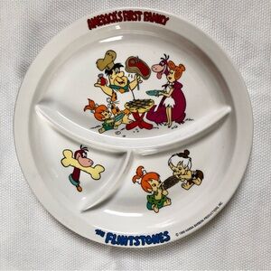 Flintstones divided melamine plate Hanna Barbera productions 1986 10”